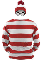 Herren Wo ist Walter Kostüm mit Mütze Where's Wally Where's Waldo? Cosplay Erwachsene